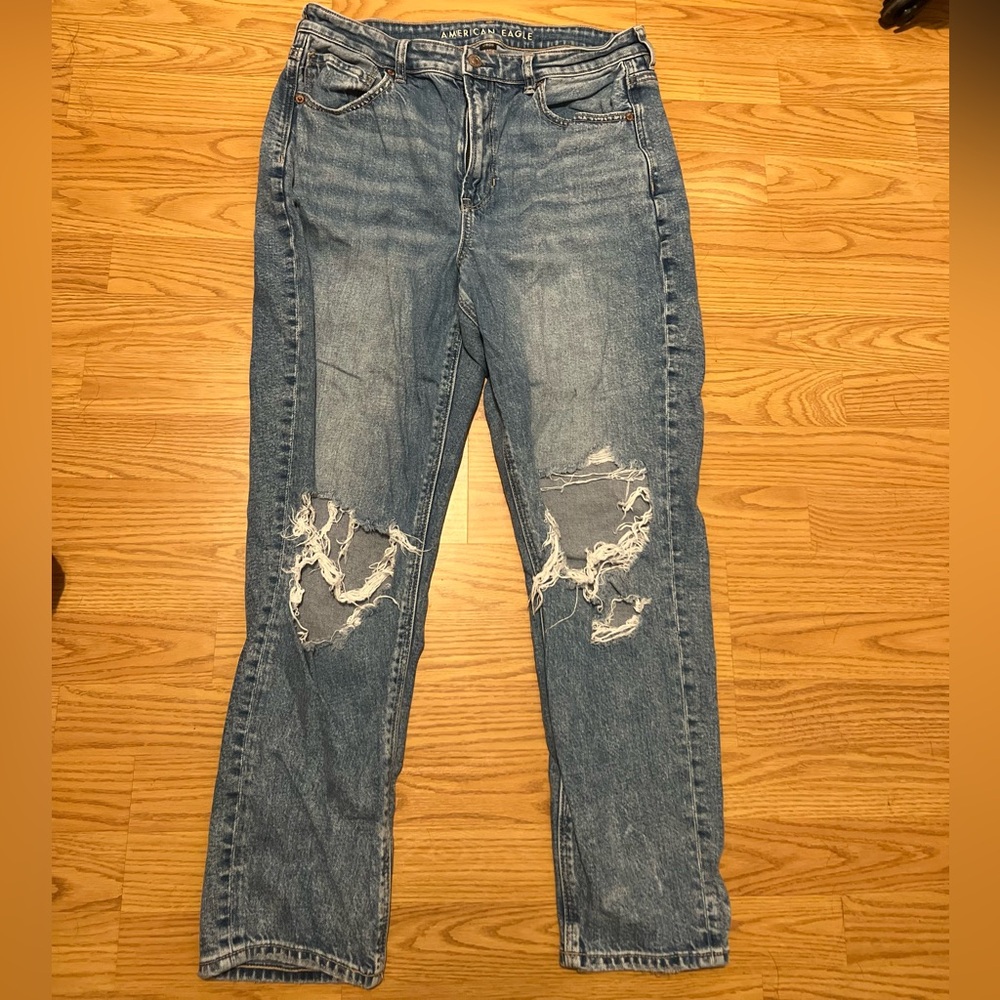 American Eagle Outfitters Ripped Blue Mom Jeans